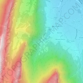 Mapa topográfico Saury, altitude, relevo
