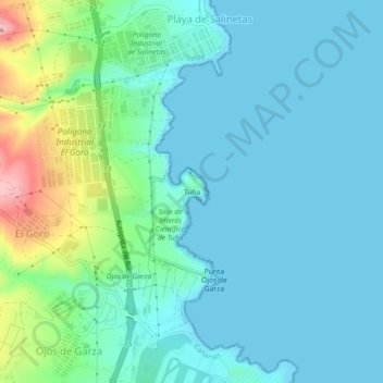 Mapa topográfico Tufia, altitude, relevo