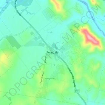 Mapa topográfico Fernvale, altitude, relevo