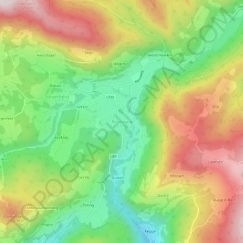 Mapa topográfico Rennweg, altitude, relevo