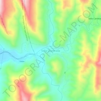 Mapa topográfico Sella Quebrada, altitude, relevo