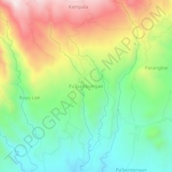 Mapa topográfico Pa'bumbungan, altitude, relevo