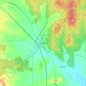 Mapa topográfico Dunolly, altitude, relevo