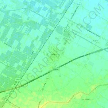 Mapa topográfico Barbiano, altitude, relevo
