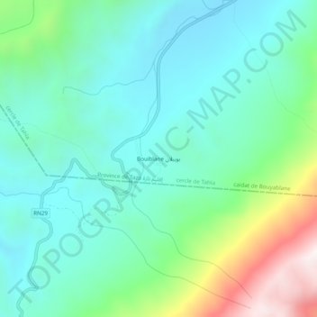 Mapa topográfico Bouiblane, altitude, relevo