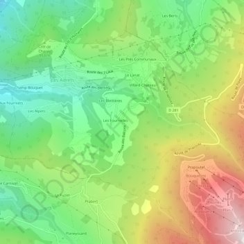 Mapa topográfico Le Poutaz, altitude, relevo