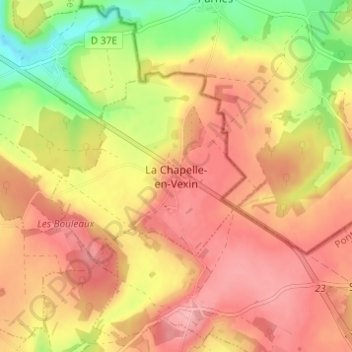 Mapa topográfico La Chapelle-en-Vexin, altitude, relevo