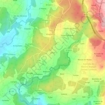 Mapa topográfico Lamas, altitude, relevo