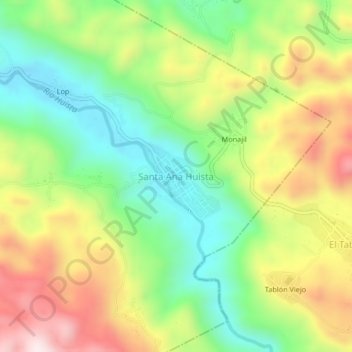 Mapa topográfico Santa Ana Huista, altitude, relevo