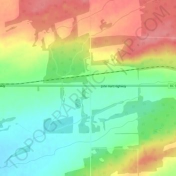 Mapa topográfico Groundbirch, altitude, relevo