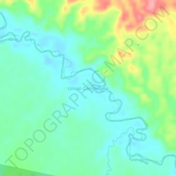 Mapa topográfico Union Campesina, altitude, relevo