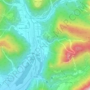 Mapa topográfico Imponzo, altitude, relevo