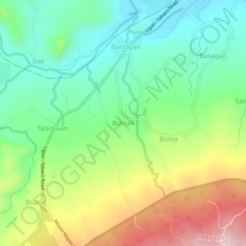 Mapa topográfico Buhian, altitude, relevo
