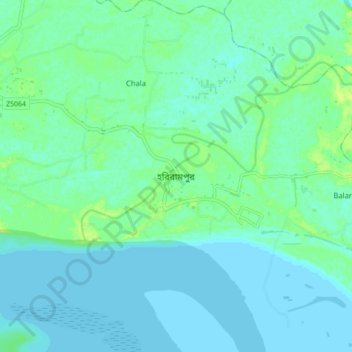 Mapa topográfico Harirampur, altitude, relevo