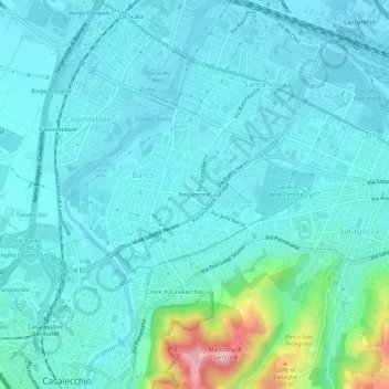 Mapa topográfico Belcantone, altitude, relevo