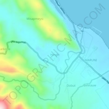 Mapa topográfico Hingk, altitude, relevo