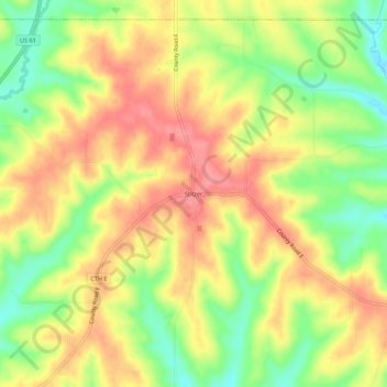 Mapa topográfico Stitzer, altitude, relevo