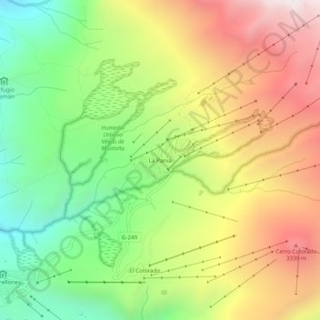 Mapa topográfico La Parva, altitude, relevo