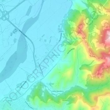 Mapa topográfico La Piana, altitude, relevo