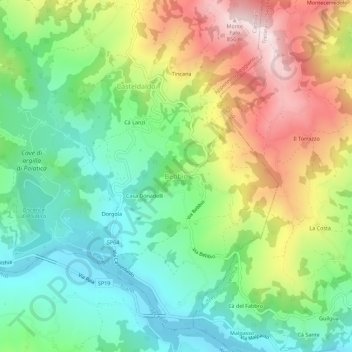 Mapa topográfico Bebbio, altitude, relevo