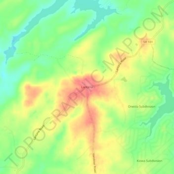 Mapa topográfico Lantana, altitude, relevo