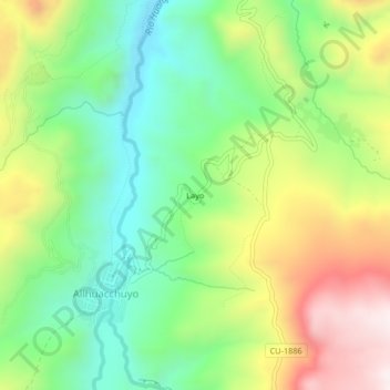 Mapa topográfico Layo, altitude, relevo