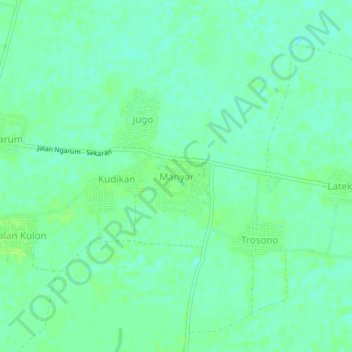 Mapa topográfico Manyar, altitude, relevo