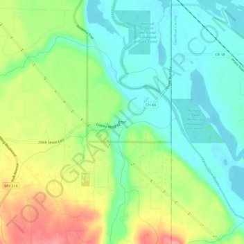 Mapa topográfico Etter, altitude, relevo
