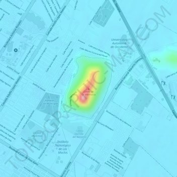 Mapa topográfico Cerro de la memoria, altitude, relevo