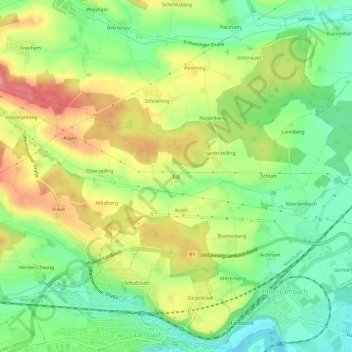 Mapa topográfico Edt, altitude, relevo