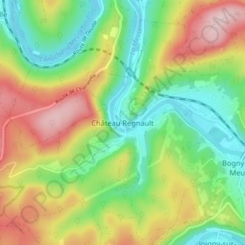 Mapa topográfico Château Regnault, altitude, relevo