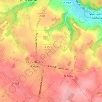 Mapa topográfico Froiderue, altitude, relevo
