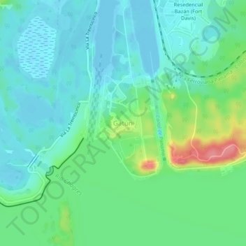 Mapa topográfico Gatún, altitude, relevo