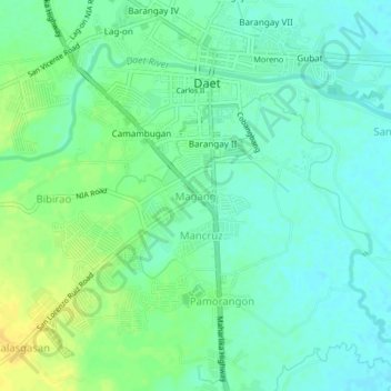 Mapa topográfico Magang, altitude, relevo