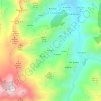 Mapa topográfico Masseria, altitude, relevo