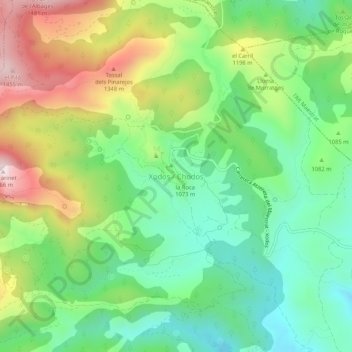 Mapa topográfico Chodos, altitude, relevo