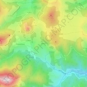 Mapa topográfico Molines, altitude, relevo