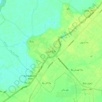 Mapa topográfico Manga Mandi, altitude, relevo