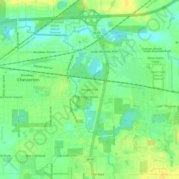 Mapa topográfico Morgan Park, altitude, relevo