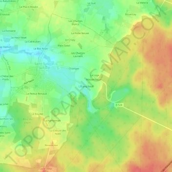 Mapa topográfico L'Étang Neuf, altitude, relevo