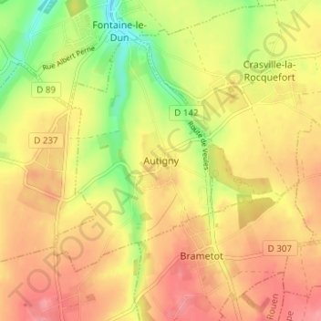 Mapa topográfico Autigny, altitude, relevo