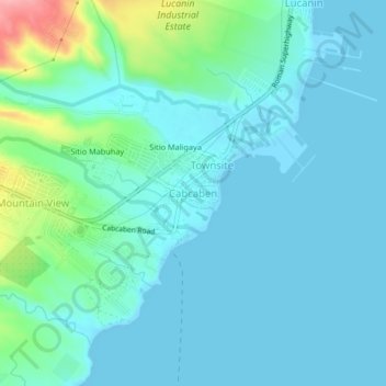 Mapa topográfico Cabcaben, altitude, relevo
