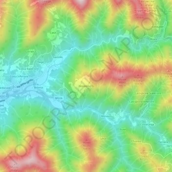 Mapa topográfico Montemoro, altitude, relevo
