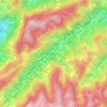 Mapa topográfico Alto Santa Joana, altitude, relevo