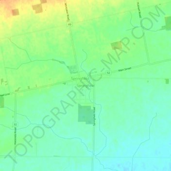 Mapa topográfico Springfield, altitude, relevo