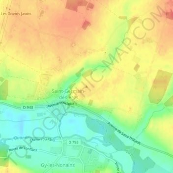 Mapa topográfico Montantaume, altitude, relevo