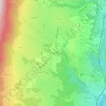 Mapa topográfico Le Poteau, altitude, relevo