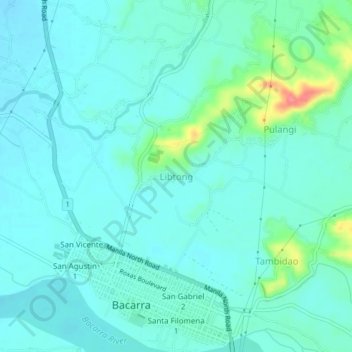 Mapa topográfico Libtong, altitude, relevo