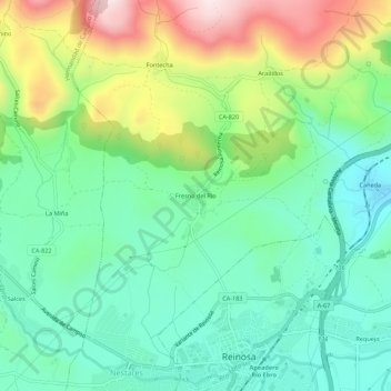 Mapa topográfico Fresno del Río, altitude, relevo