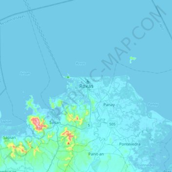 Mapa topográfico Roxas City, altitude, relevo